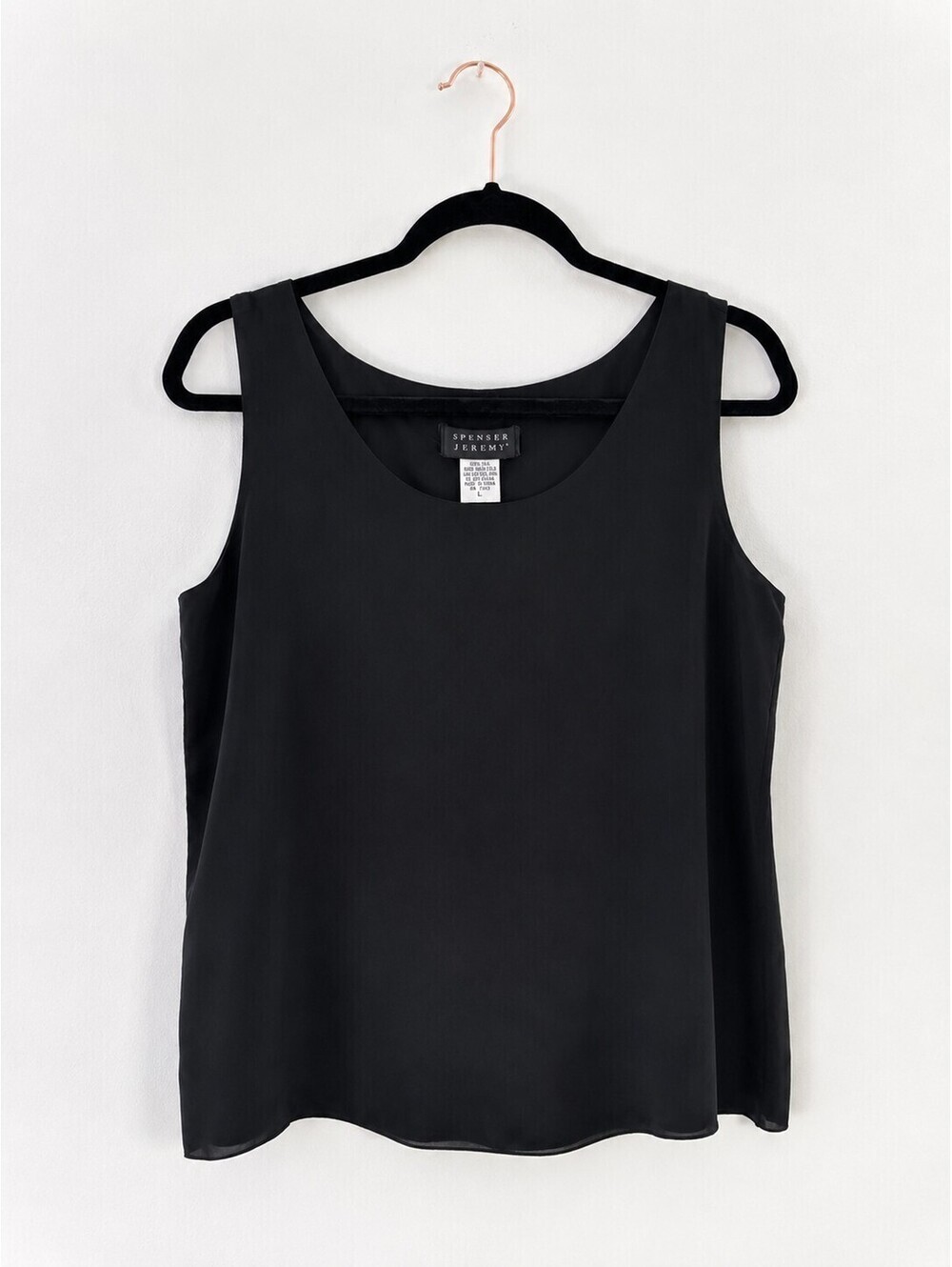 Spenser Jeremy 100% Silk Black Sleeveless Tank Top Blouse Women's Size L Shell